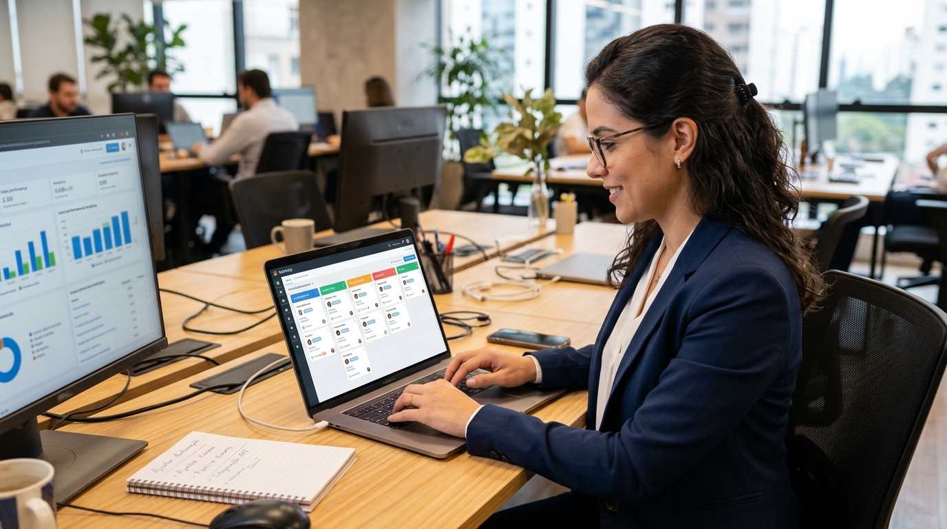 Ilustração: Configurando o Kommo CRM para Programas de Afiliados - Kommo CRM para Afiliados e Parcerias Estratégicas: Guia Completo de Gestão