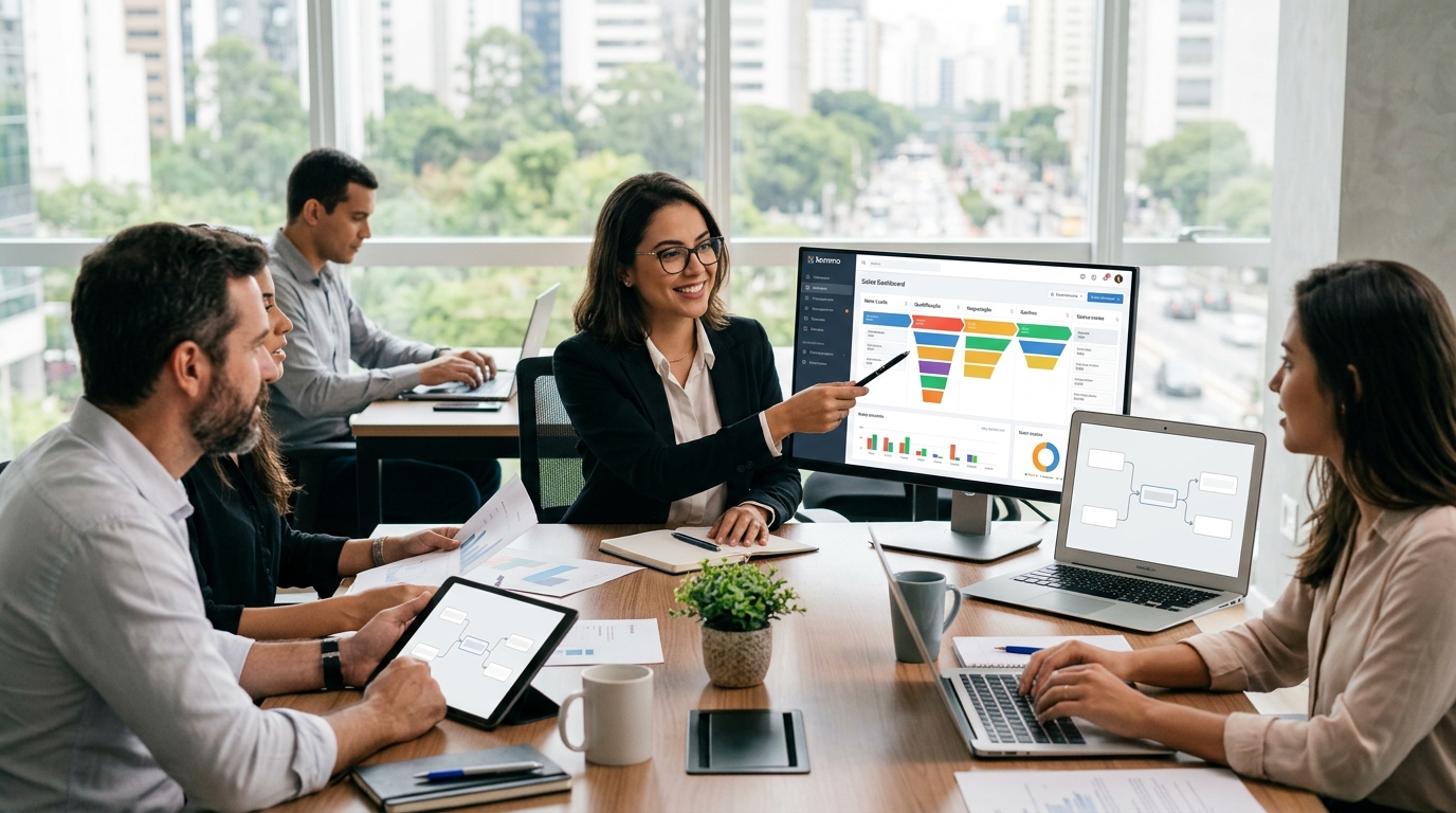 Ilustração: Por Que Integrar Kommo CRM com Power BI? - Como Integrar Kommo CRM com Power BI: Dashboards Dinâmicos para Vendas e Marketing