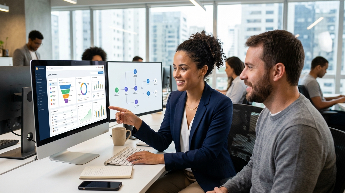 Ilustração: Como o Kommo CRM Transforma a Gestão Fitness - Kommo CRM para Academias e Estúdios Fitness: Automatize Matrículas e Retenção de Alunos