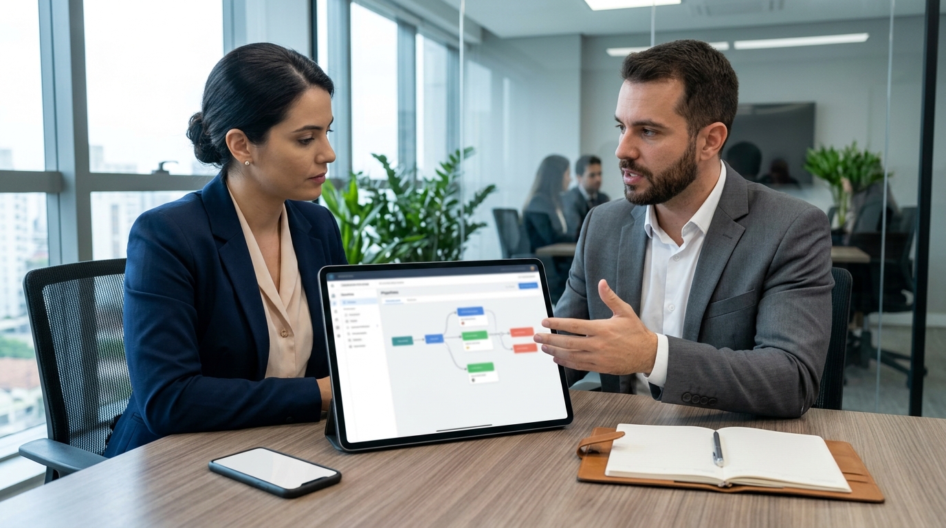 Ilustração: O Que é Kommo CRM e Por Que Advogados Devem Considerar? - Kommo CRM para Escritórios de Advocacia: Otimize Gestão de Casos e Clientes