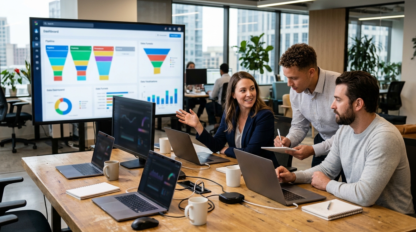 Ilustração: A Convergência Essencial: Vendas e Projetos no Kommo CRM - Kommo CRM: Otimize Gerenciamento de Projetos e Vendas com Fluxos de Trabalho em Equipe