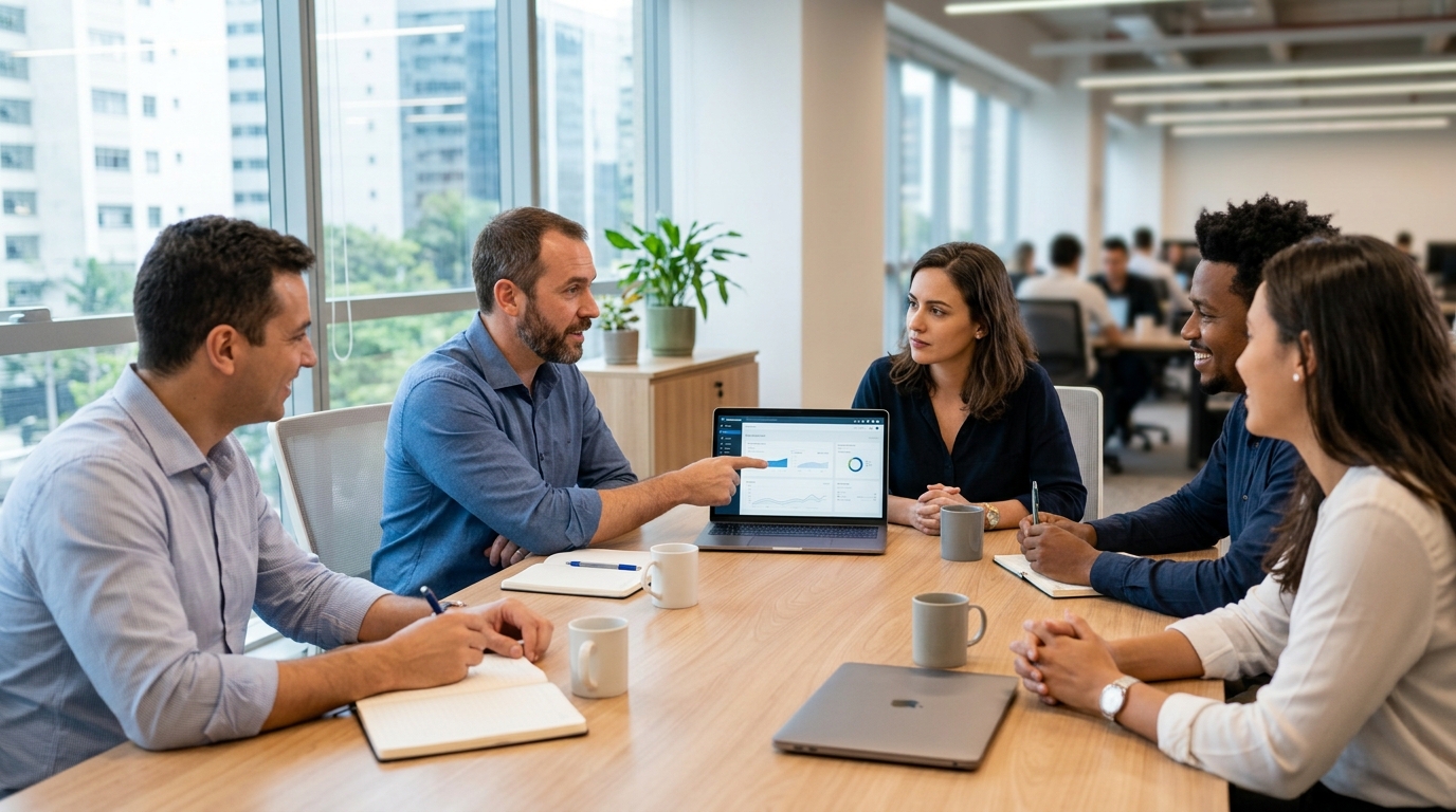 Ilustração: Otimizando a Gestão de Equipe e Colaboração com Kommo - Kommo CRM: Otimize Gerenciamento de Projetos e Vendas com Fluxos de Trabalho em Equipe