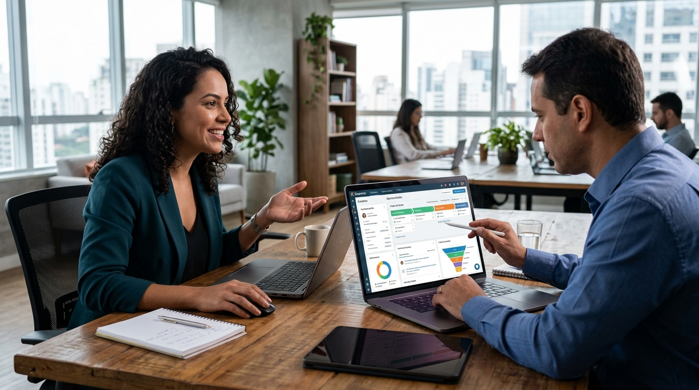 Ilustração: Kommo CRM: Seu Parceiro Estratégico em Cada Etapa do Evento - Kommo CRM para Gestão Completa de Eventos: Da Captação à Conversão Pós-Evento