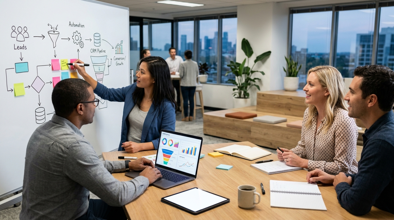 Ilustração: Otimizando o Processo com Recursos Avançados do Kommo CRM - Kommo CRM para Gestão Completa de Eventos: Da Captação à Conversão Pós-Evento