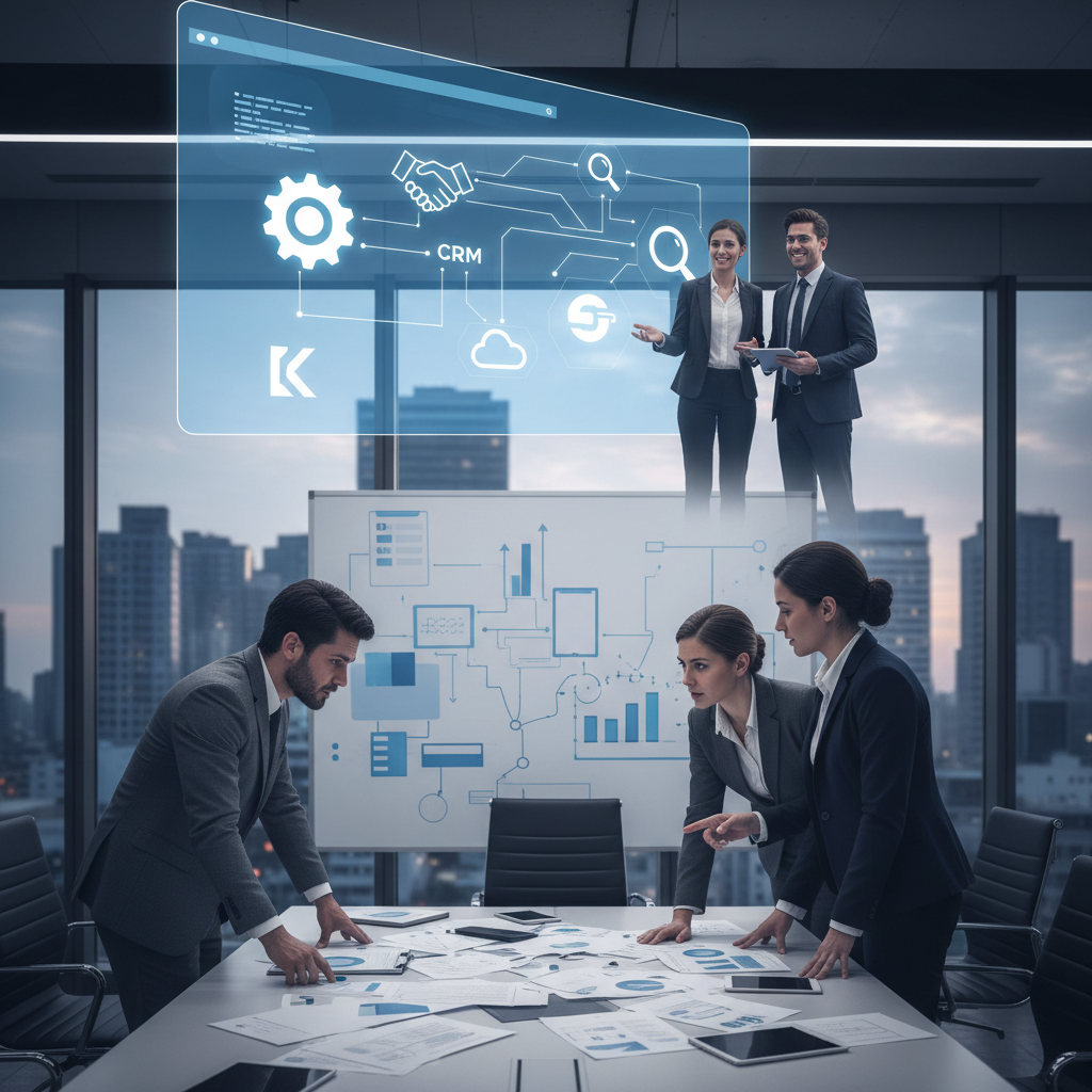 Ilustração: Desafios Operacionais que Consultorias Enfrentam Diariamente - Kommo CRM para Consultorias: Automação e Eficiência na Gestão de Clientes